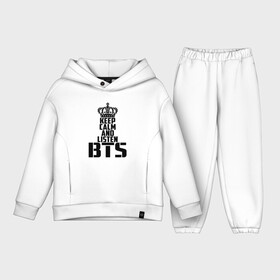 Детский костюм хлопок Oversize с принтом Keep calm and listen BTS в Кировске,  |  | Тематика изображения на принте: bangtan boys | bts | j hope | jimin | jin | jungkook | k pop | rm | sonyeondan | suga | v | бойз бойс | бойскауты | бтс бенгтан. бангтан | группа | к поп | корейская | пуленепробиваемые | хип хоп