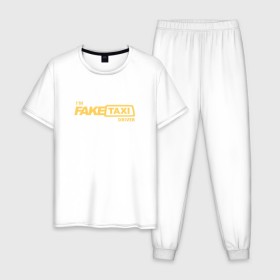 Мужская пижама хлопок с принтом FakeTaxi в Кировске, 100% хлопок | брюки и футболка прямого кроя, без карманов, на брюках мягкая резинка на поясе и по низу штанин
 | 