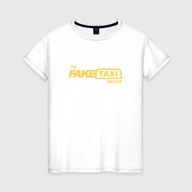 Женская футболка хлопок с принтом FakeTaxi в Кировске, 100% хлопок | прямой крой, круглый вырез горловины, длина до линии бедер, слегка спущенное плечо | 