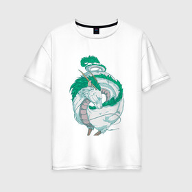 Женская футболка хлопок Oversize с принтом Хаку в Кировске, 100% хлопок | свободный крой, круглый ворот, спущенный рукав, длина до линии бедер
 | аниме | миядзаки | унесенные призраками