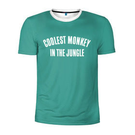 Мужская футболка 3D спортивная с принтом Coolest monkey in the jungle в Кировске, 100% полиэстер с улучшенными характеристиками | приталенный силуэт, круглая горловина, широкие плечи, сужается к линии бедра | blackface | блэкфэйс | в джунглях | крутая | обезьяна | самая крутая обезьяна
