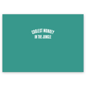 Поздравительная открытка с принтом Coolest monkey in the jungle в Кировске, 100% бумага | плотность бумаги 280 г/м2, матовая, на обратной стороне линовка и место для марки
 | blackface | блэкфэйс | в джунглях | крутая | обезьяна | самая крутая обезьяна