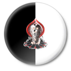 Значок с принтом Kurona & Nashiro (Tokyo Ghoul) в Кировске,  металл | круглая форма, металлическая застежка в виде булавки | kurona yasuhisa | nashiro yasuhisa | курона ясухиса | наширо ясухиса