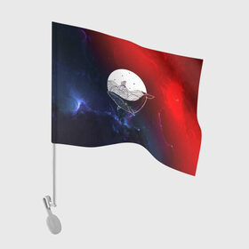 Флаг для автомобиля с принтом Кит в Кировске, 100% полиэстер | Размер: 30*21 см | space | star | животные | звезды | космос | море | штурвал