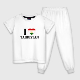 Детская пижама хлопок с принтом Я люблю Таджикистан в Кировске, 100% хлопок |  брюки и футболка прямого кроя, без карманов, на брюках мягкая резинка на поясе и по низу штанин
 | Тематика изображения на принте: tajik | tajikisan | tj | tjk | таджик | таджики | таджикистан | точикон