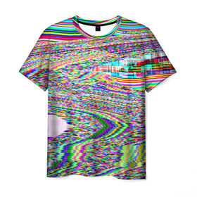 Мужская футболка 3D с принтом Точечная психоделика в Кировске, 100% полиэфир | прямой крой, круглый вырез горловины, длина до линии бедер | глитч | глич | полосы | разводы
