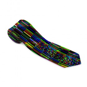 Галстук 3D с принтом Цветная иллюзия в Кировске, 100% полиэстер | Длина 148 см; Плотность 150-180 г/м2 | глитч | глич | линии | полосы | разноцветный