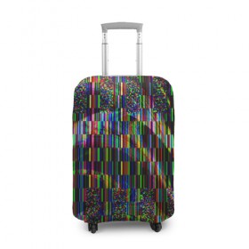 Чехол для чемодана 3D с принтом Цветная иллюзия в Кировске, 86% полиэфир, 14% спандекс | двустороннее нанесение принта, прорези для ручек и колес | глитч | глич | линии | полосы | разноцветный
