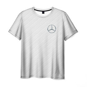 Мужская футболка 3D с принтом MERCEDES BENZ CARBON в Кировске, 100% полиэфир | прямой крой, круглый вырез горловины, длина до линии бедер | amg | mercedes | марка | машины | мерседес