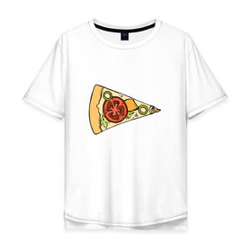 Мужская футболка хлопок Oversize с принтом Кусочек пиццы в Кировске, 100% хлопок | свободный крой, круглый ворот, “спинка” длиннее передней части | Тематика изображения на принте: 14 февраля | love | pizza | valentine | любовь