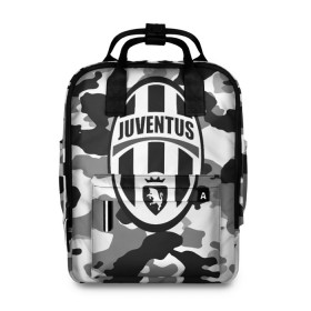 Женский рюкзак 3D с принтом FC Juventus Camouflage в Кировске, 100% полиэстер | лямки с регулируемой длиной, сверху ручки, чтобы рюкзак нести как сумку. Основное отделение закрывается на молнию, как и внешний карман. Внутри два дополнительных кармана, один из которых закрывается на молнию. По бокам два дополнительных кармашка, куда поместится маленькая бутылочка
 | football | italia | juve | juventus | logo | sport | арт | италия | лига | лого | спорт | текстура | фк | футбол | футбольный клуб | эмблема | ювентус