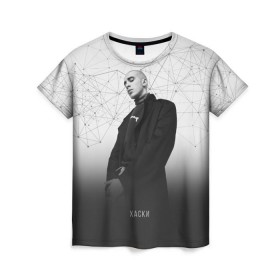 Женская футболка 3D с принтом Хаски Geometry в Кировске, 100% полиэфир ( синтетическое хлопкоподобное полотно) | прямой крой, круглый вырез горловины, длина до линии бедер | rap | дмитрий кузнецов | рэп | рэпер | хаски
