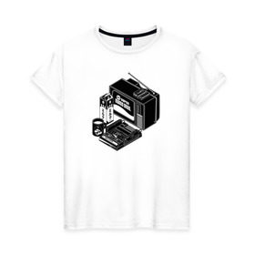 Женская футболка хлопок с принтом Old School в Кировске, 100% хлопок | прямой крой, круглый вырез горловины, длина до линии бедер, слегка спущенное плечо | dendy | nintendo | super mario bros. | tv | денди | марио | нинтендо | тв