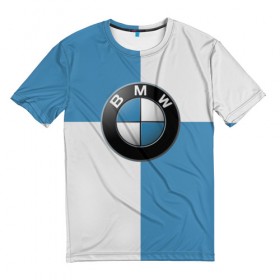 Мужская футболка 3D с принтом BMW в Кировске, 100% полиэфир | прямой крой, круглый вырез горловины, длина до линии бедер | auto | bmw | авто | автомобиль | бмв | бэха | машина