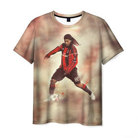 Мужская футболка 3D с принтом Ronaldinho в Кировске, 100% полиэфир | прямой крой, круглый вырез горловины, длина до линии бедер | Тематика изображения на принте: ronaldinho | роналдиньо | роналдинью | рональдиньо