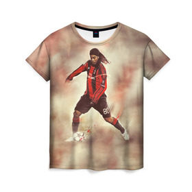 Женская футболка 3D с принтом Ronaldinho в Кировске, 100% полиэфир ( синтетическое хлопкоподобное полотно) | прямой крой, круглый вырез горловины, длина до линии бедер | ronaldinho | роналдиньо | роналдинью | рональдиньо