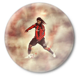 Значок с принтом Ronaldinho в Кировске,  металл | круглая форма, металлическая застежка в виде булавки | ronaldinho | роналдиньо | роналдинью | рональдиньо