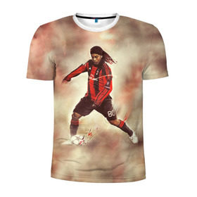 Мужская футболка 3D спортивная с принтом Ronaldinho в Кировске, 100% полиэстер с улучшенными характеристиками | приталенный силуэт, круглая горловина, широкие плечи, сужается к линии бедра | Тематика изображения на принте: ronaldinho | роналдиньо | роналдинью | рональдиньо