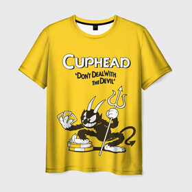 Мужская футболка 3D с принтом Cuphead в Кировске, 100% полиэфир | прямой крой, круглый вырез горловины, длина до линии бедер | Тематика изображения на принте: cuphead | капхед | компьтерная игра
