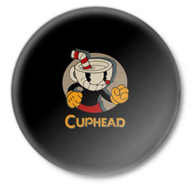 Значок с принтом Cuphead в Кировске,  металл | круглая форма, металлическая застежка в виде булавки | cuphead | капхед | компьтерная игра