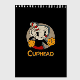 Скетчбук с принтом Cuphead в Кировске, 100% бумага
 | 48 листов, плотность листов — 100 г/м2, плотность картонной обложки — 250 г/м2. Листы скреплены сверху удобной пружинной спиралью | cuphead | капхед | компьтерная игра