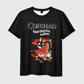Мужская футболка 3D с принтом Cuphead в Кировске, 100% полиэфир | прямой крой, круглый вырез горловины, длина до линии бедер | cuphead | капхед | компьтерная игра