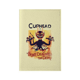 Обложка для паспорта матовая кожа с принтом Cuphead в Кировске, натуральная матовая кожа | размер 19,3 х 13,7 см; прозрачные пластиковые крепления | cuphead | капхед | компьтерная игра