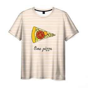 Мужская футболка 3D с принтом One Love, One Pizza в Кировске, 100% полиэфир | прямой крой, круглый вырез горловины, длина до линии бедер | Тематика изображения на принте: 