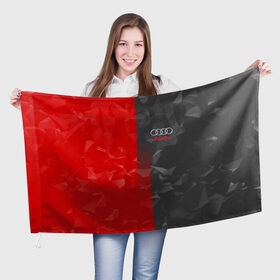 Флаг 3D с принтом AUDI SPORT в Кировске, 100% полиэстер | плотность ткани — 95 г/м2, размер — 67 х 109 см. Принт наносится с одной стороны | ауди | машины