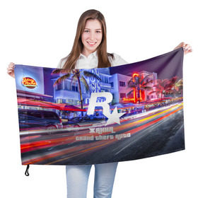 Флаг 3D с принтом Жанна в стиле GTA в Кировске, 100% полиэстер | плотность ткани — 95 г/м2, размер — 67 х 109 см. Принт наносится с одной стороны | 