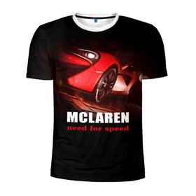 Мужская футболка 3D спортивная с принтом McLaren - жажда скорости в Кировске, 100% полиэстер с улучшенными характеристиками | приталенный силуэт, круглая горловина, широкие плечи, сужается к линии бедра | auto | mclaren 570s | авто | автомобиль | машина | суперкар | тачка
