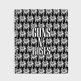 Тетрадь с принтом Guns n roses в Кировске, 100% бумага | 48 листов, плотность листов — 60 г/м2, плотность картонной обложки — 250 г/м2. Листы скреплены сбоку удобной пружинной спиралью. Уголки страниц и обложки скругленные. Цвет линий — светло-серый
 | guns n roses | gunsnroses | ганз н роус | ганзес роус | ганзесроус | ганзнроус | дафф маккаган | диззи рид | мелисса риз | ричард фортус | рок | слэш | франк феррер | эксл роуз