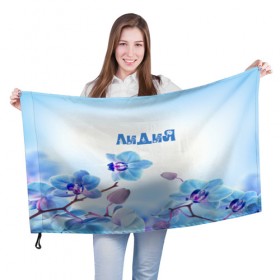 Флаг 3D с принтом Лидия в Кировске, 100% полиэстер | плотность ткани — 95 г/м2, размер — 67 х 109 см. Принт наносится с одной стороны | flower | name | spring | букет | весна | имена | имя | лидия | природа | узор | цветочный | цветы