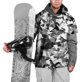 Накидка на куртку 3D с принтом Городской серый камуфляж в Кировске, 100% полиэстер |  | армия | геометрический | геометрия | маскировка | милитари | паттерн | текстура | треугольники | чернобелый