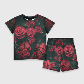 Детский костюм с шортами 3D с принтом Цветы Розы в Кировске,  |  | 8 | день | женский | женский день | красная | любовь | марта | роза | розы | цветы