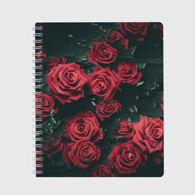 Тетрадь с принтом Цветы Розы в Кировске, 100% бумага | 48 листов, плотность листов — 60 г/м2, плотность картонной обложки — 250 г/м2. Листы скреплены сбоку удобной пружинной спиралью. Уголки страниц и обложки скругленные. Цвет линий — светло-серый
 | 8 | день | женский | женский день | красная | любовь | марта | роза | розы | цветы