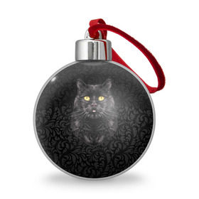 Ёлочный шар с принтом Чёрный котик в Кировске, Пластик | Диаметр: 77 мм | кошка | чёрная