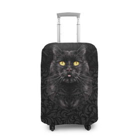 Чехол для чемодана 3D с принтом Чёрный котик в Кировске, 86% полиэфир, 14% спандекс | двустороннее нанесение принта, прорези для ручек и колес | кошка | чёрная