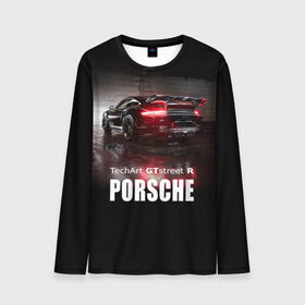 Мужской лонгслив 3D с принтом Porsche GTstreet R в Кировске, 100% полиэстер | длинные рукава, круглый вырез горловины, полуприлегающий силуэт | auto | porsche 911 | turbo s | авто | автомобиль | машина | спорткар | суперкар | тачка