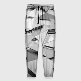 Мужские брюки 3D с принтом Gray triangle в Кировске, 100% полиэстер | манжеты по низу, эластичный пояс регулируется шнурком, по бокам два кармана без застежек, внутренняя часть кармана из мелкой сетки | 
