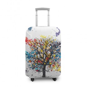 Чехол для чемодана 3D с принтом Дерево в красках в Кировске, 86% полиэфир, 14% спандекс | двустороннее нанесение принта, прорези для ручек и колес | дерево | краски | цветное дерево