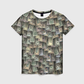 Женская футболка 3D с принтом Доллары США в Кировске, 100% полиэфир ( синтетическое хлопкоподобное полотно) | прямой крой, круглый вырез горловины, длина до линии бедер | dollar | forex | usa | банкноты | богатство | валюта | деньги | доллар | купюры | паттрен | трейдер | чешуя