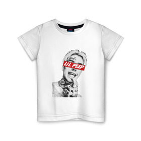 Детская футболка хлопок с принтом lil peep в Кировске, 100% хлопок | круглый вырез горловины, полуприлегающий силуэт, длина до линии бедер | Тематика изображения на принте: lil peep | лил пип | маленький пип