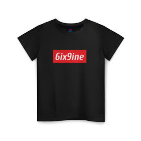 Детская футболка хлопок с принтом 6ix9ine в Кировске, 100% хлопок | круглый вырез горловины, полуприлегающий силуэт, длина до линии бедер | 6ix | rap | рэп