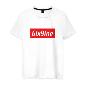 Мужская футболка хлопок с принтом 6ix9ine в Кировске, 100% хлопок | прямой крой, круглый вырез горловины, длина до линии бедер, слегка спущенное плечо. | 6ix | rap | рэп