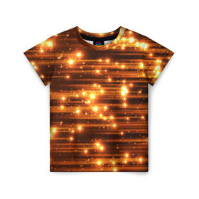 Детская футболка 3D с принтом Огоньки в Кировске, 100% гипоаллергенный полиэфир | прямой крой, круглый вырез горловины, длина до линии бедер, чуть спущенное плечо, ткань немного тянется | кометы | космос | метеорит | огоньки | свет | яркий