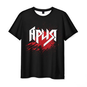 Мужская футболка 3D с принтом Ария в Кировске, 100% полиэфир | прямой крой, круглый вырез горловины, длина до линии бедер | band | blood | metal | music | rock | ария | атрибутика | группа | кровь | метал | музыка | рок