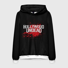 Мужская толстовка 3D с принтом Hollywood Undead в Кировске, 100% полиэстер | двухслойный капюшон со шнурком для регулировки, мягкие манжеты на рукавах и по низу толстовки, спереди карман-кенгуру с мягким внутренним слоем. | band | blood | hollywood undead | metal | music | rock | атрибутика | группа | кровь | метал | музыка | рок