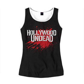 Женская майка 3D с принтом Hollywood Undead в Кировске, 100% полиэстер | круглая горловина, прямой силуэт, длина до линии бедра | band | blood | hollywood undead | metal | music | rock | атрибутика | группа | кровь | метал | музыка | рок