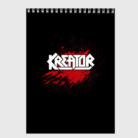 Скетчбук с принтом Kreator в Кировске, 100% бумага
 | 48 листов, плотность листов — 100 г/м2, плотность картонной обложки — 250 г/м2. Листы скреплены сверху удобной пружинной спиралью | Тематика изображения на принте: band | blood | kreator | metal | music | rock | атрибутика | группа | кровь | метал | музыка | рок